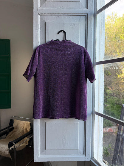 Vintage Purple Glitter Mockneck Top — additional view 6