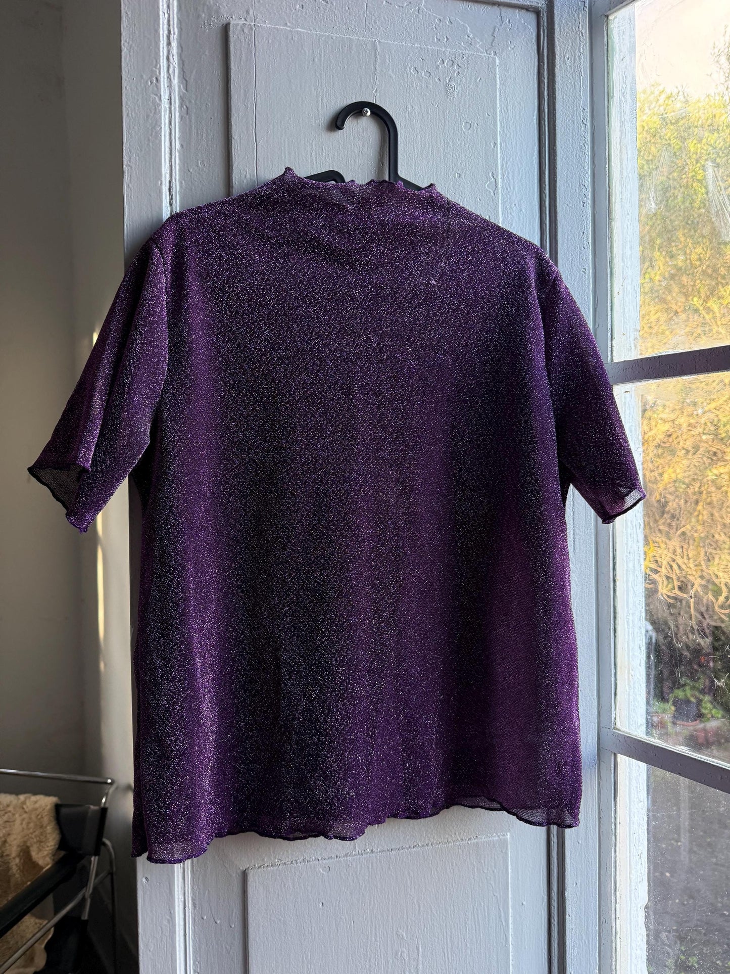 Vintage Purple Glitter Mockneck Top — additional view 5