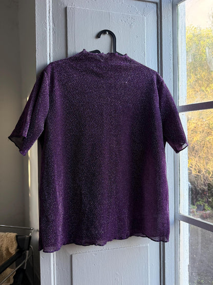 Vintage Purple Glitter Mockneck Top — additional view 5