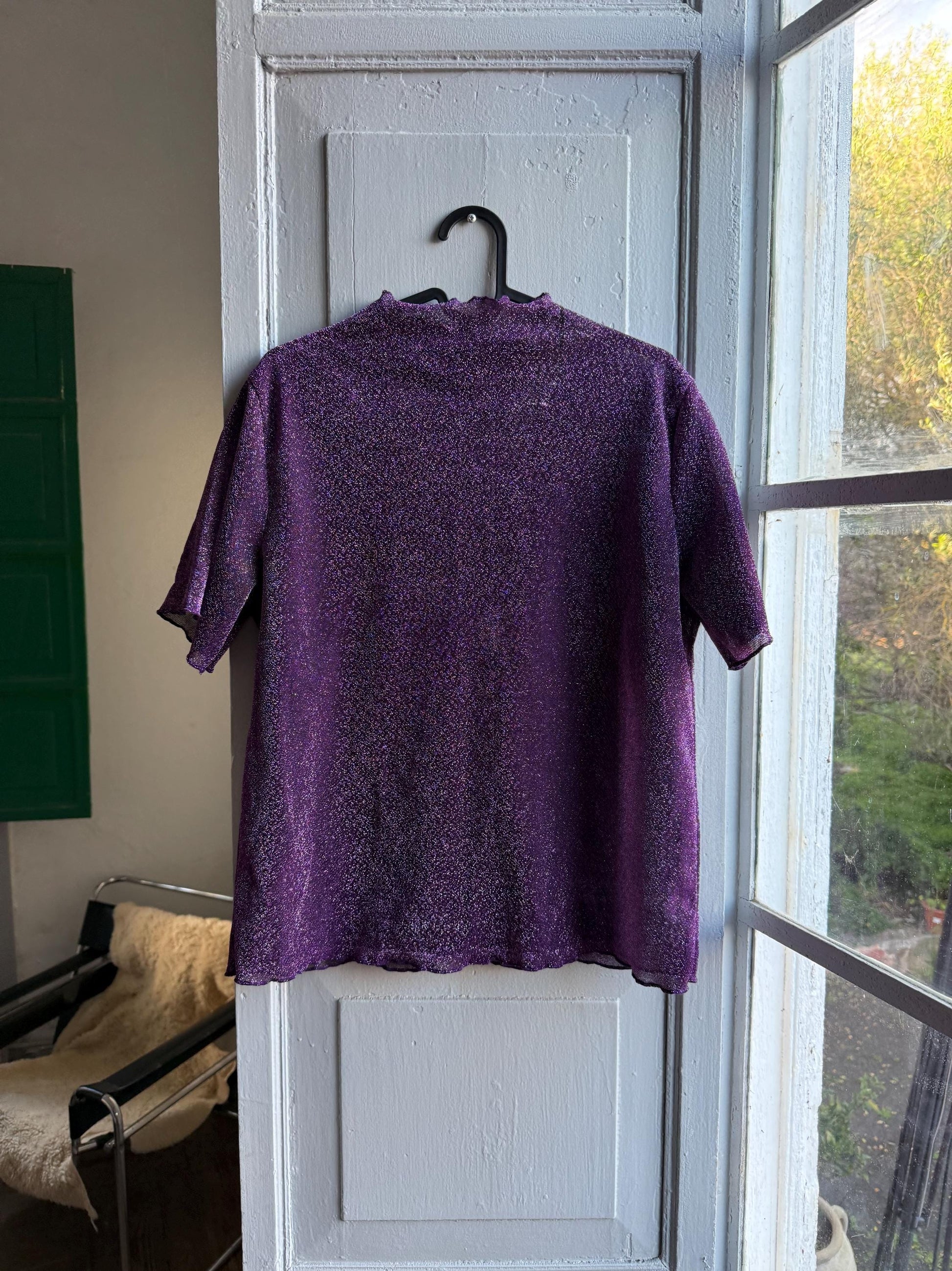 Vintage Purple Glitter Mockneck Top — additional view 11