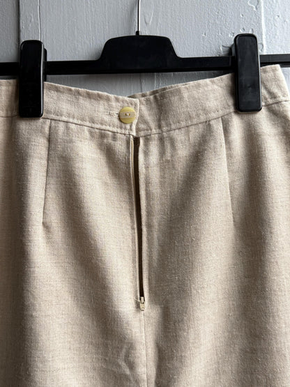 Beige High-Waisted Linen Pencil Skirt — additional view 7