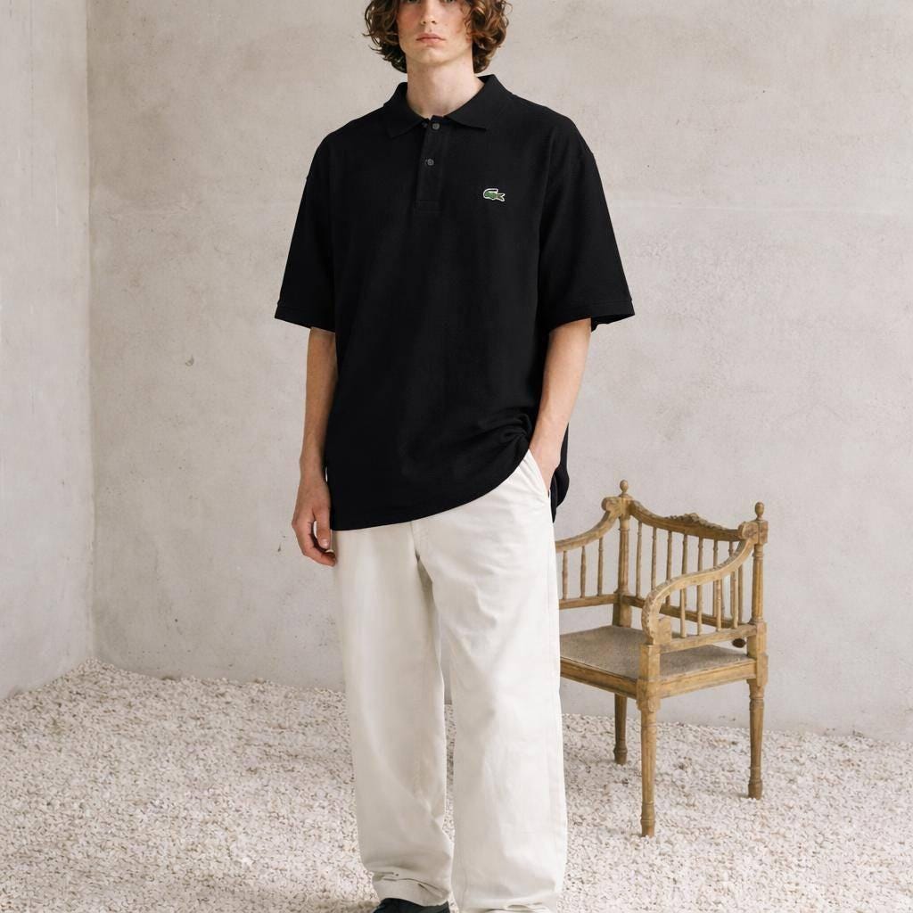 Vintage Men Lacoste black polo shirt, Preppy menswear, Branded clothing, XL