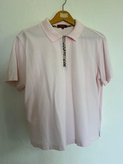Burberry Light Pink Cotton Polo Shirt — detail