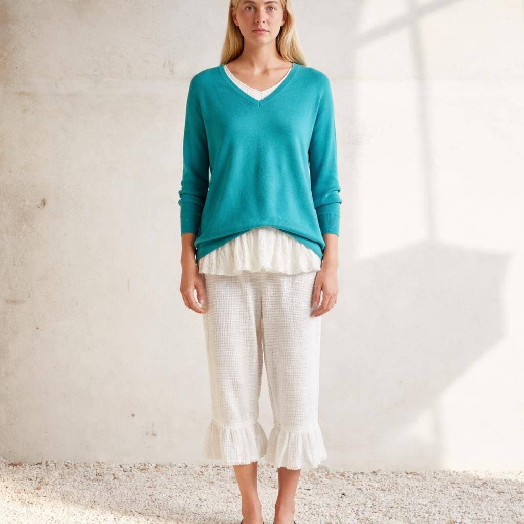 Silk Cotton Light Teal Long Sleeve Shirt