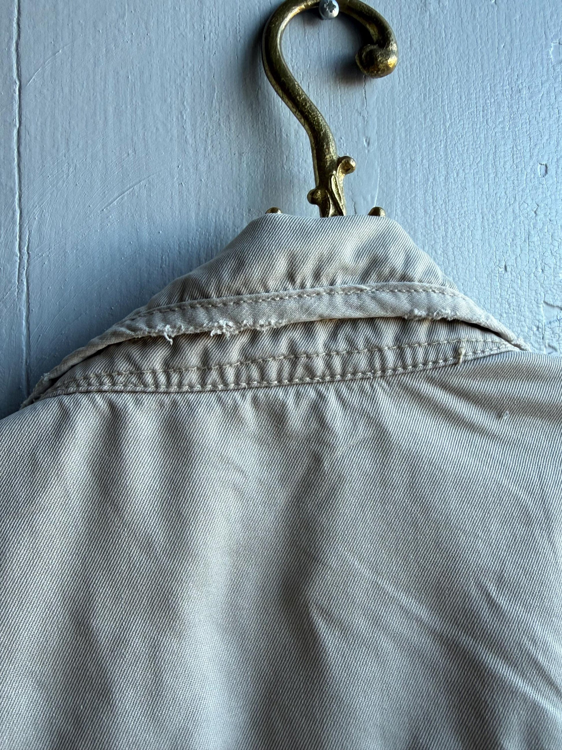 Vintage beige utility jacket, Cotton outdoor menswear, Beige summer coat, L