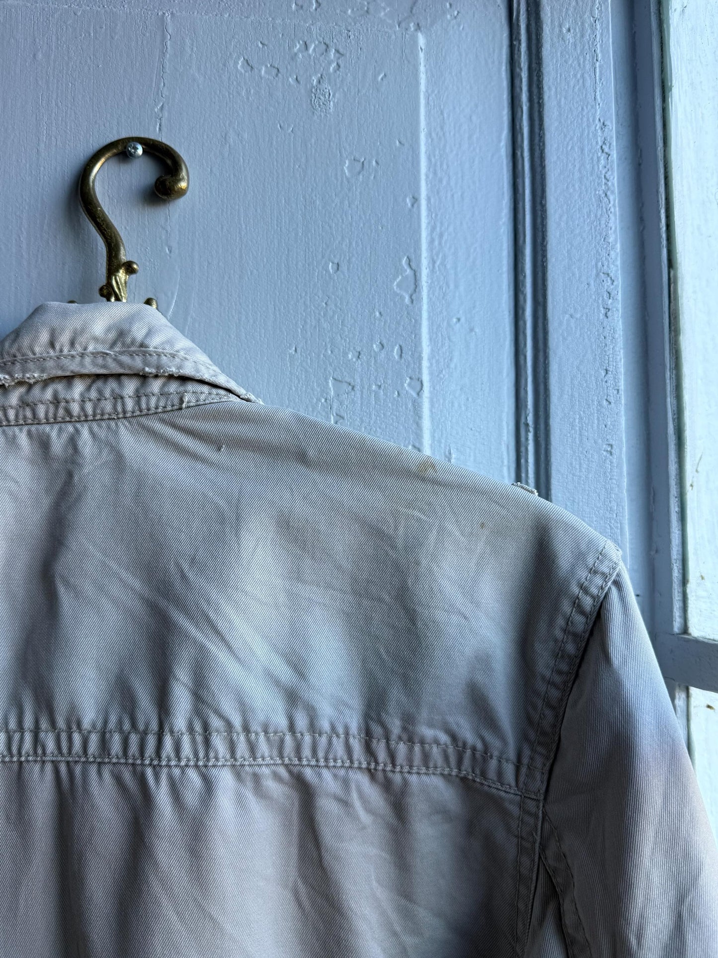 Vintage beige utility jacket, Cotton outdoor menswear, Beige summer coat, L
