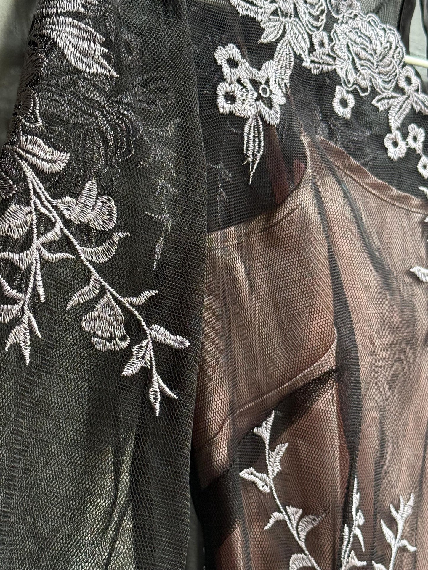 Black Lace Dress With Sheer Overlay — additional view 6