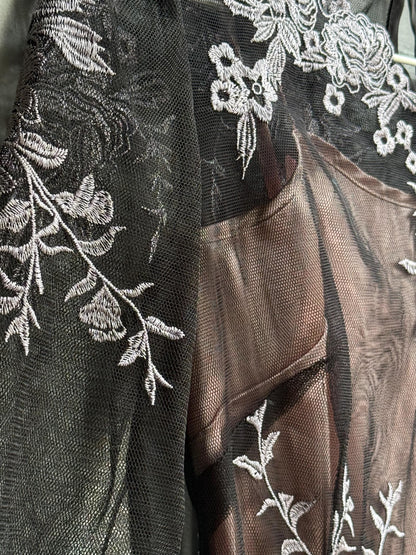 Black Lace Dress With Sheer Overlay — additional view 6