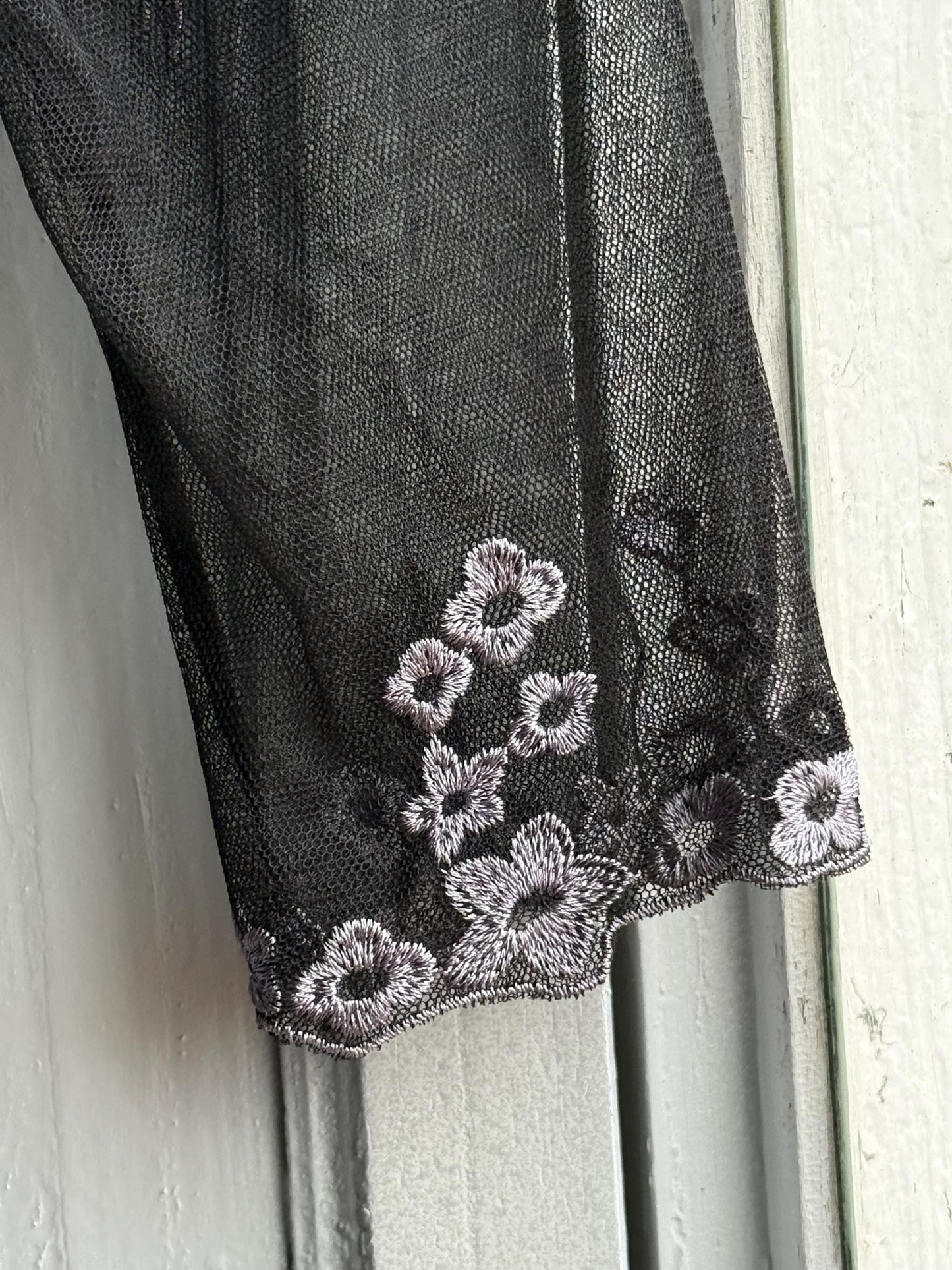 Black Lace Dress With Sheer Overlay — additional view 7