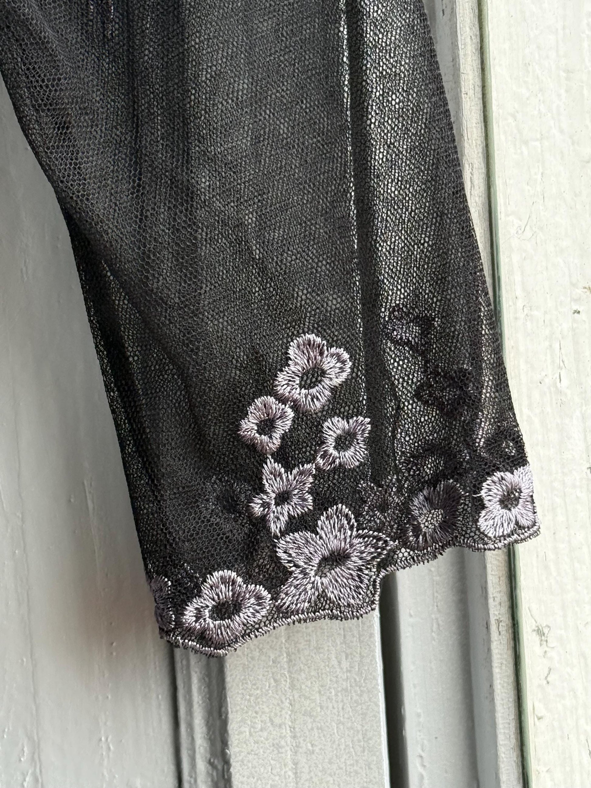 Black Lace Dress With Sheer Overlay — additional view 7
