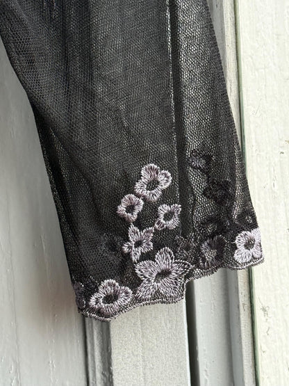 Black Lace Dress With Sheer Overlay — additional view 7