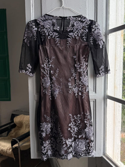 Black Lace Dress With Sheer Overlay — additional view 8