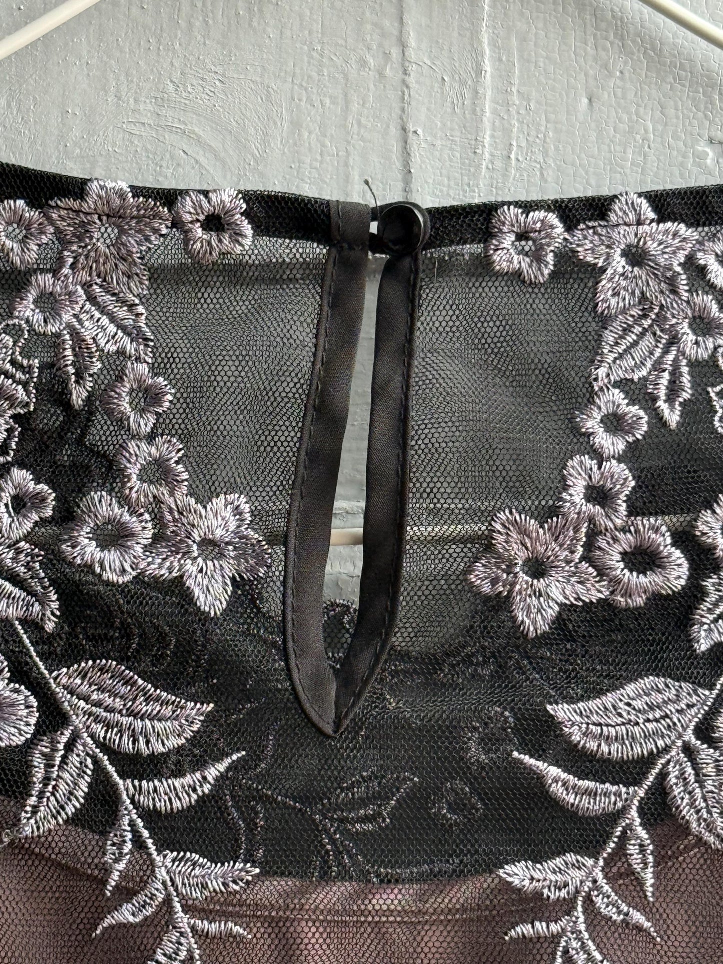 Black Lace Dress With Sheer Overlay — additional view 9