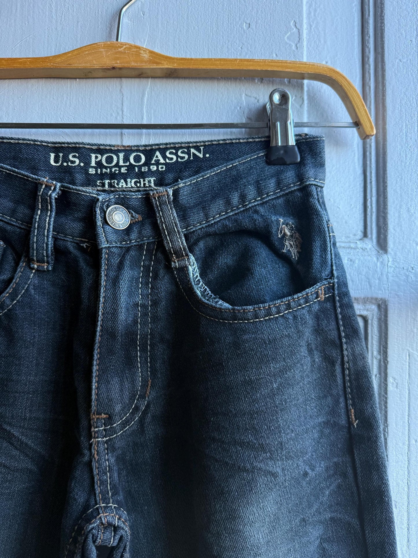 Blue Denim Straight Fit Jeans For Boys — fabric close-up