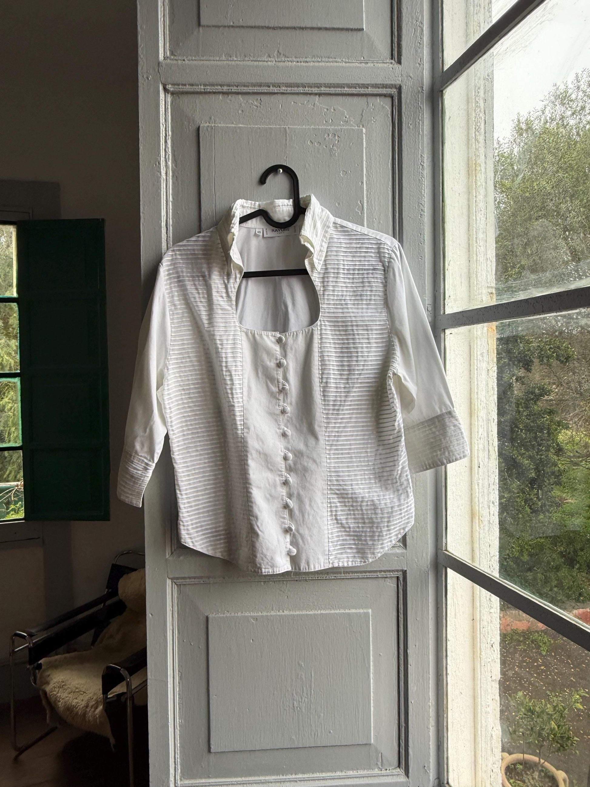 Vintage Rayure Paris Cut Out Blouse — detail