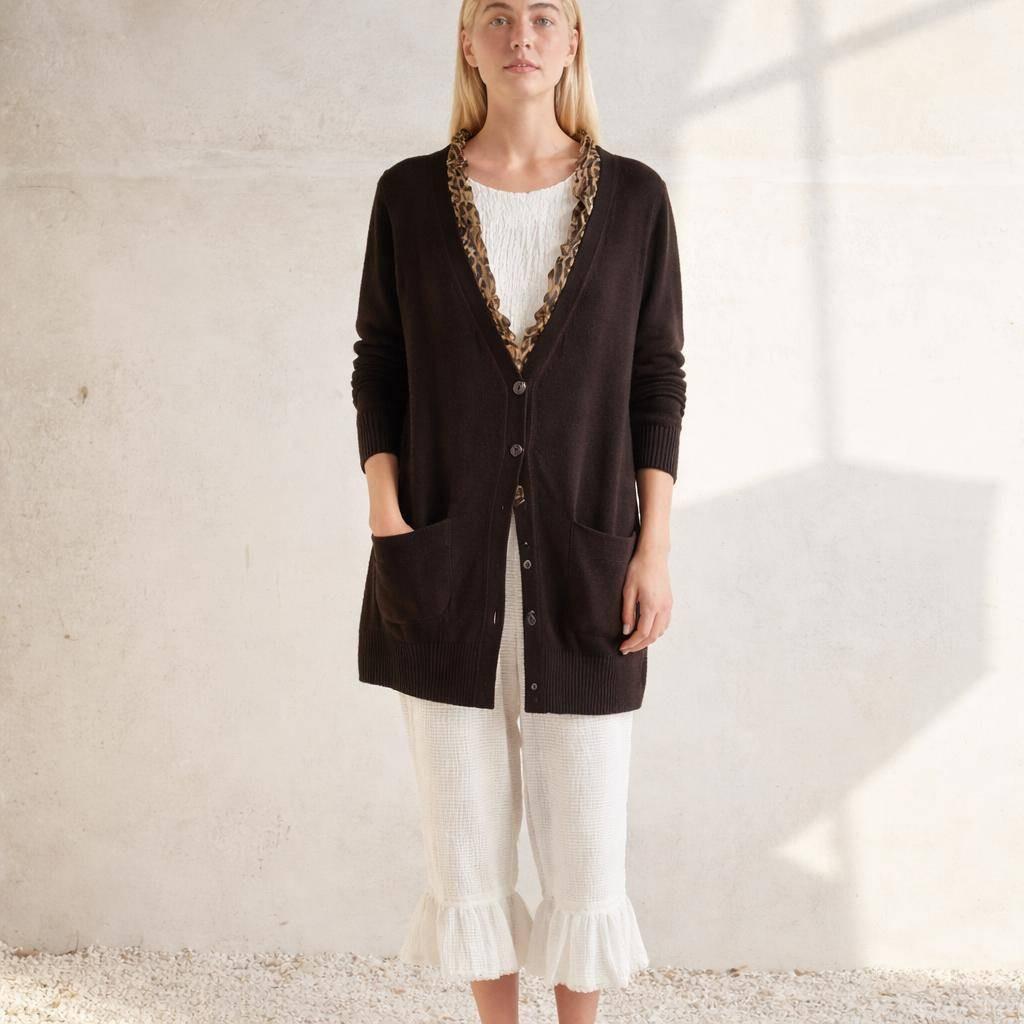 Vintage Love Moschino brown long woman vest, wool - cashmere - angora blend cardigan