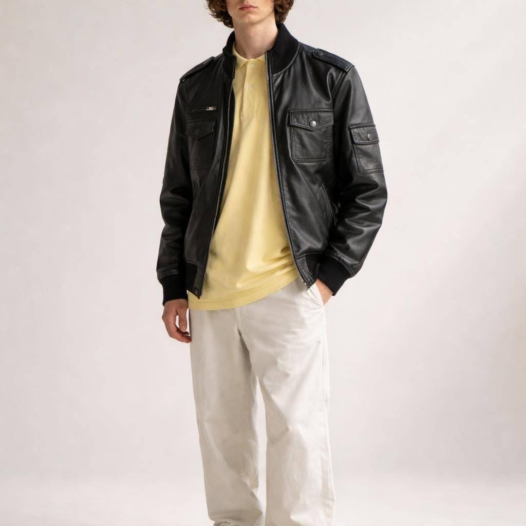 Rare Vintage Black Goat Leather Jacket