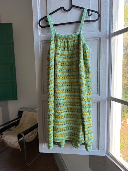 Green Gold Striped Knit Dress for Girls — additional view 11