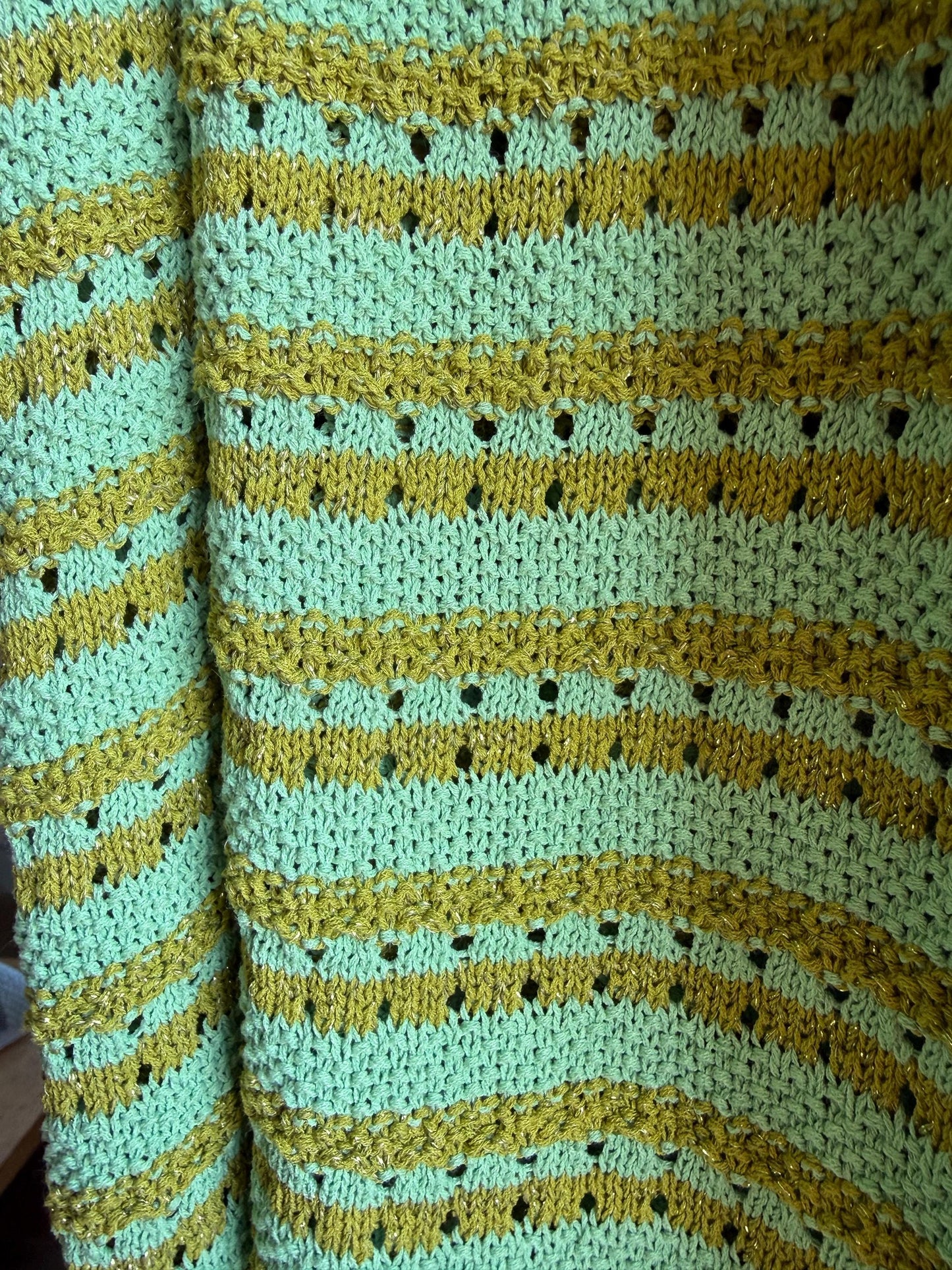 Green Gold Striped Knit Dress for Girls — additional view 8