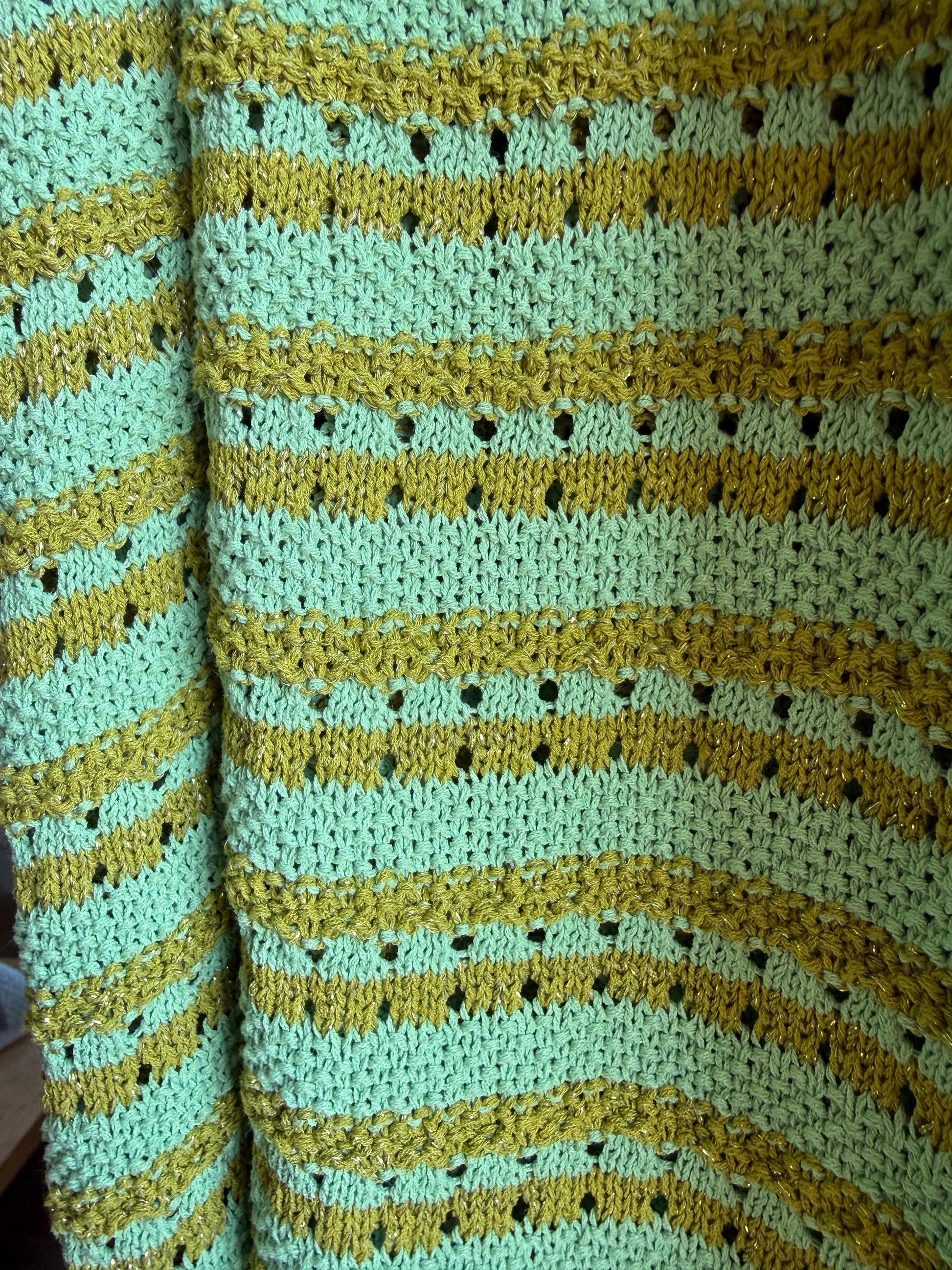 Green Gold Striped Knit Dress for Girls — additional view 8