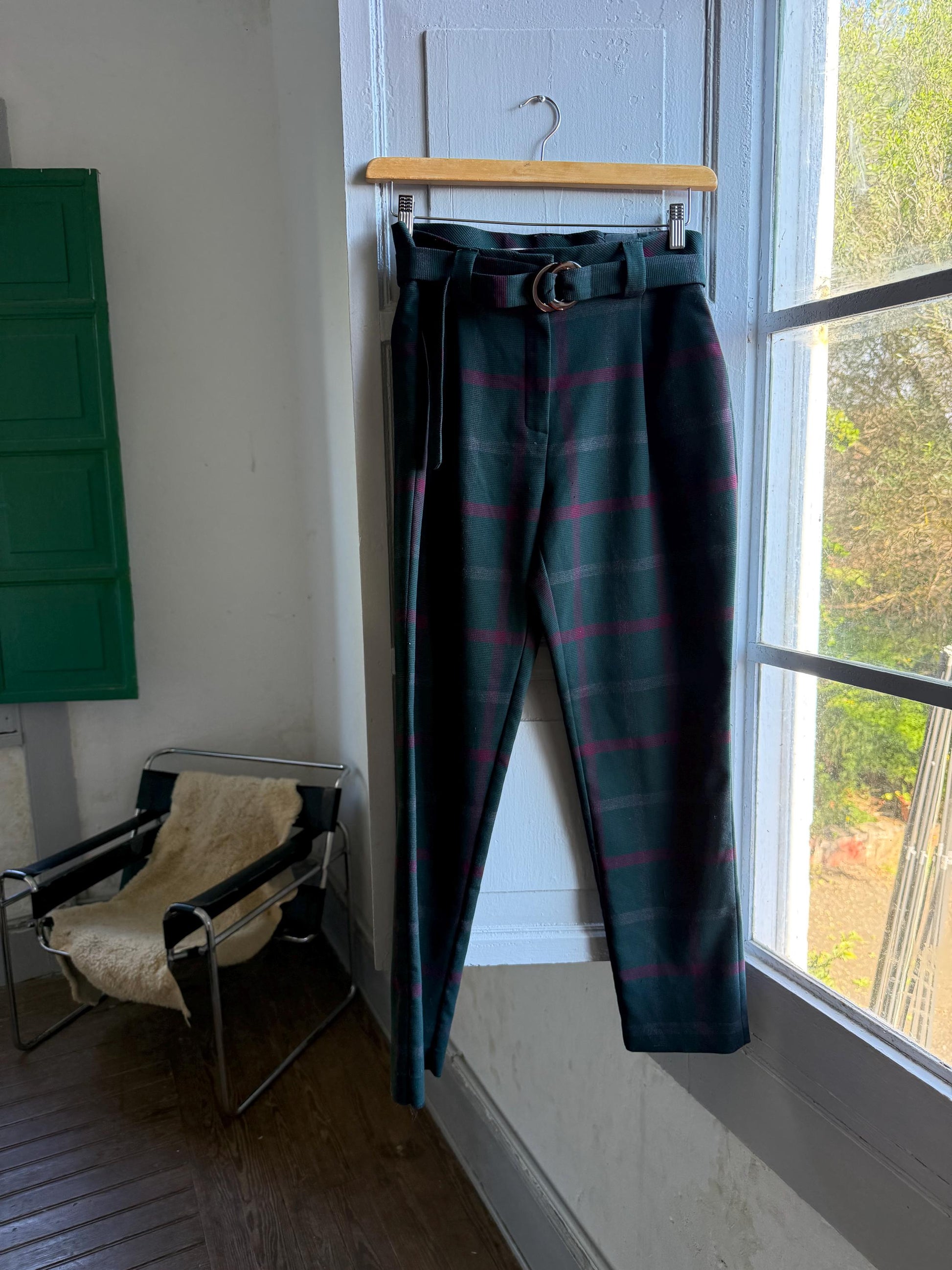 Plaid Belted High Waist Trousers — additional view 5