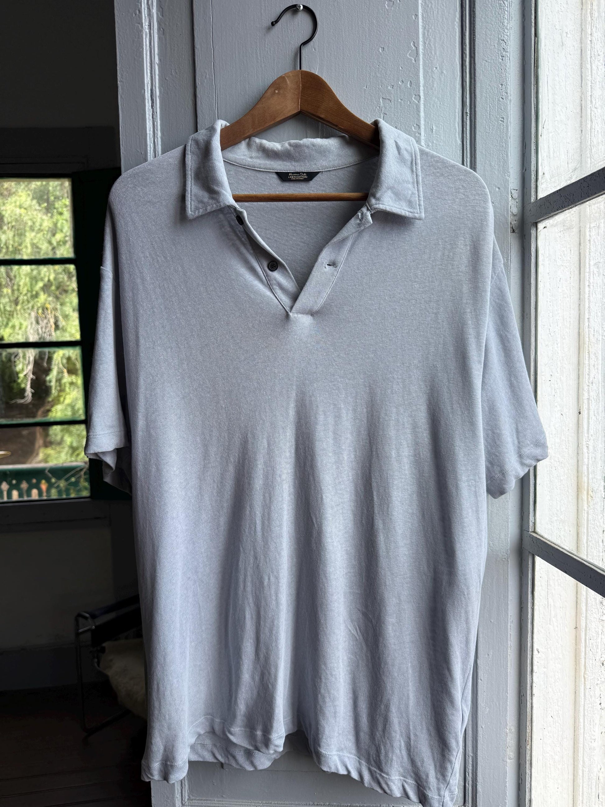 Light Grey Linen-Cotton Polo Shirt — additional view 5