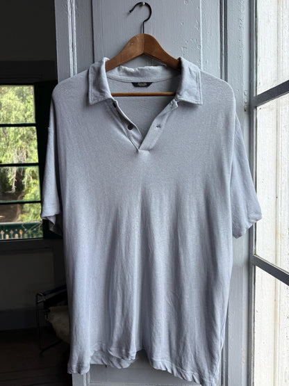 Light Grey Linen-Cotton Polo Shirt — additional view 5