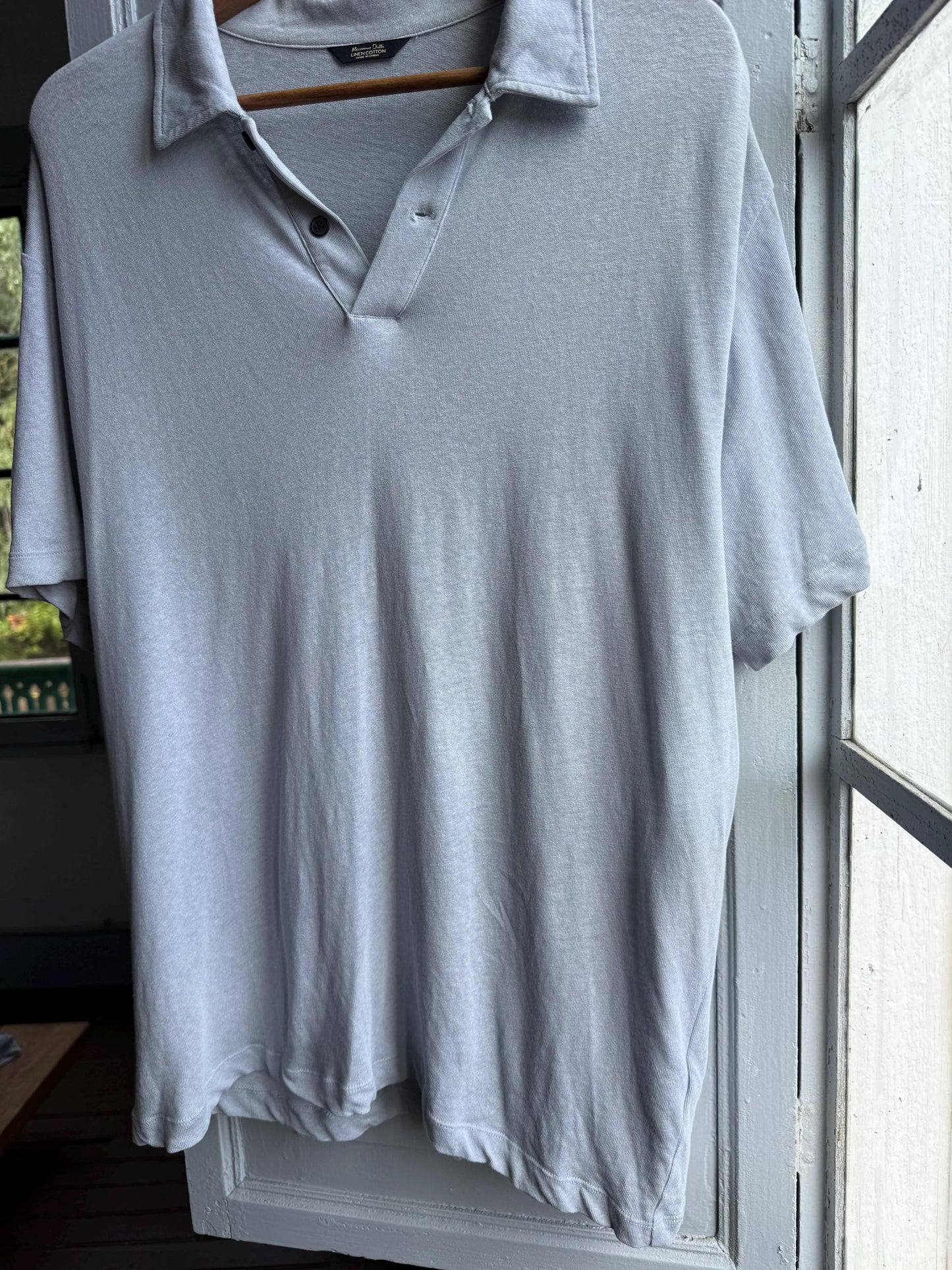 Light Grey Linen-Cotton Polo Shirt — additional view 10
