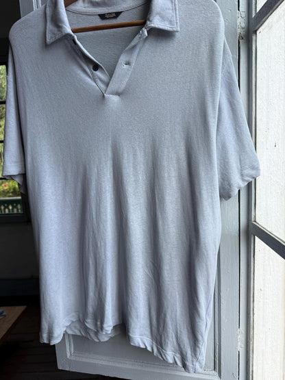 Light Grey Linen-Cotton Polo Shirt — additional view 10