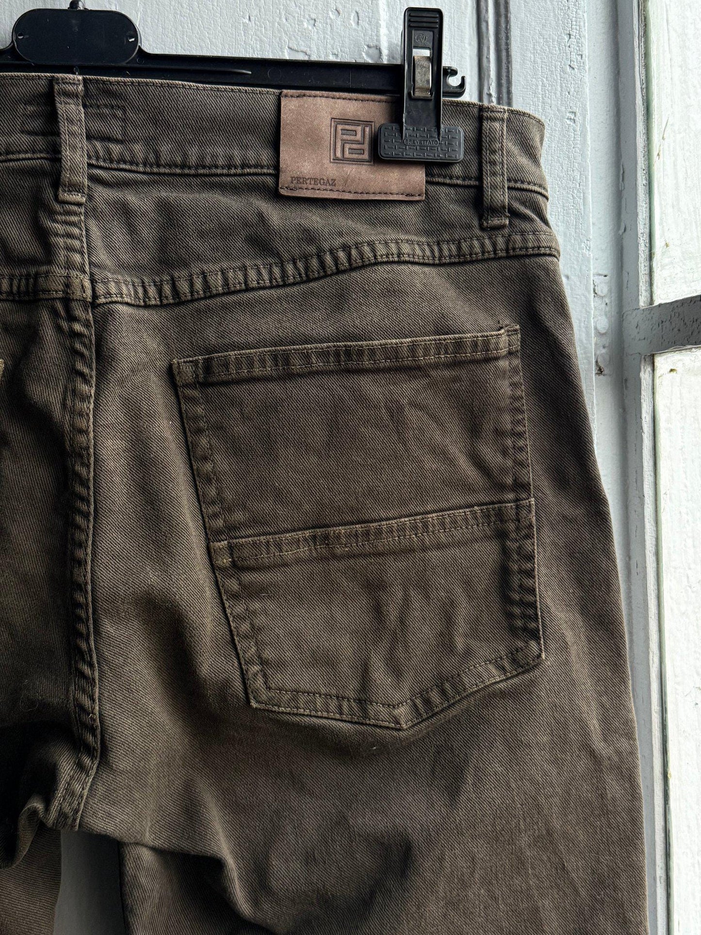 Brown Denim Men’s Shorts — fabric close-up