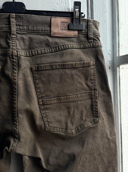Brown Denim Men’s Shorts — fabric close-up