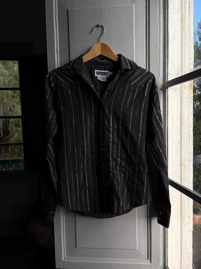 Vintage Western Black Blouse With Glitter Stripe — additional view 12