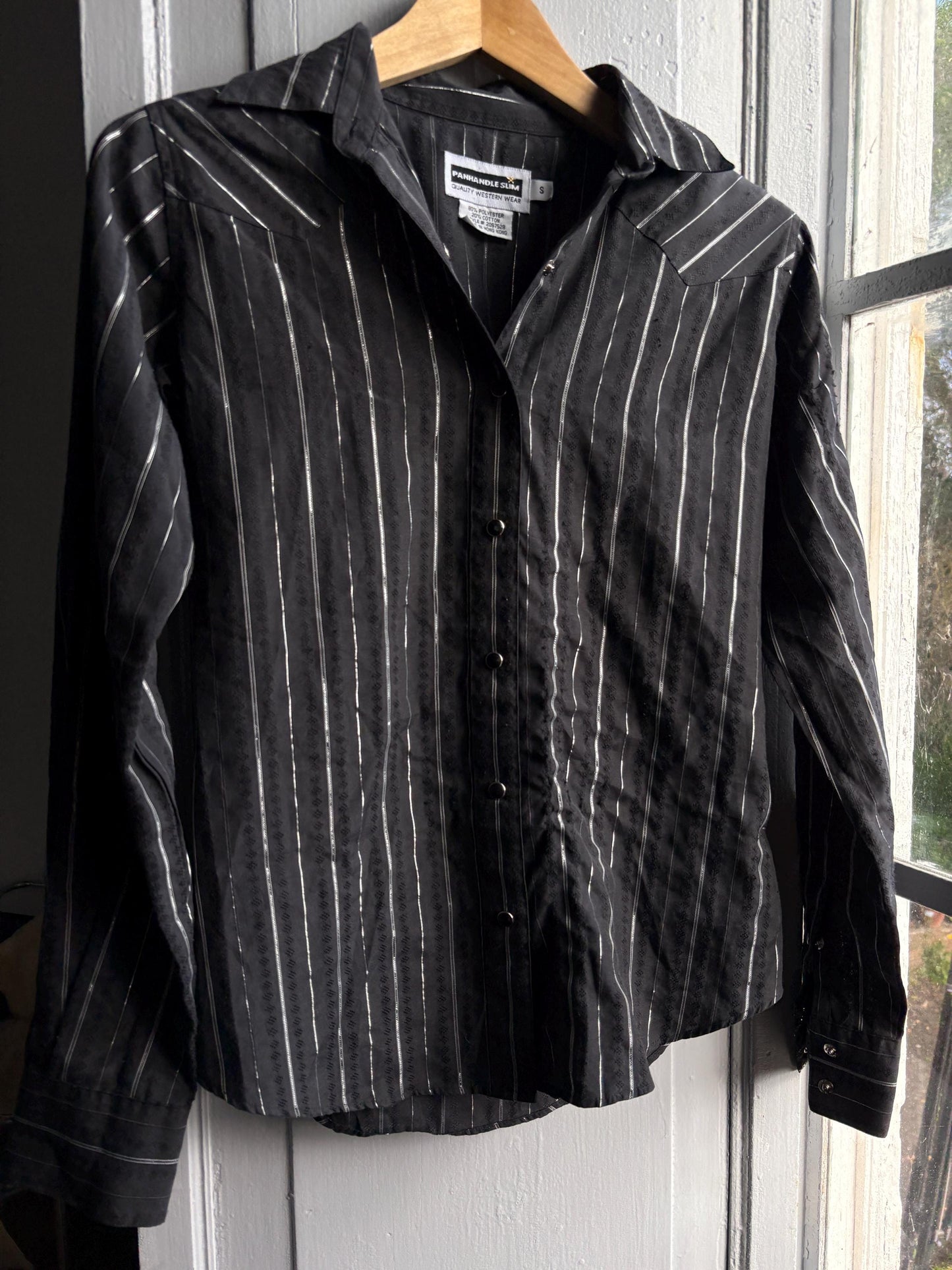Vintage Western Black Blouse With Glitter Stripe — additional view 7