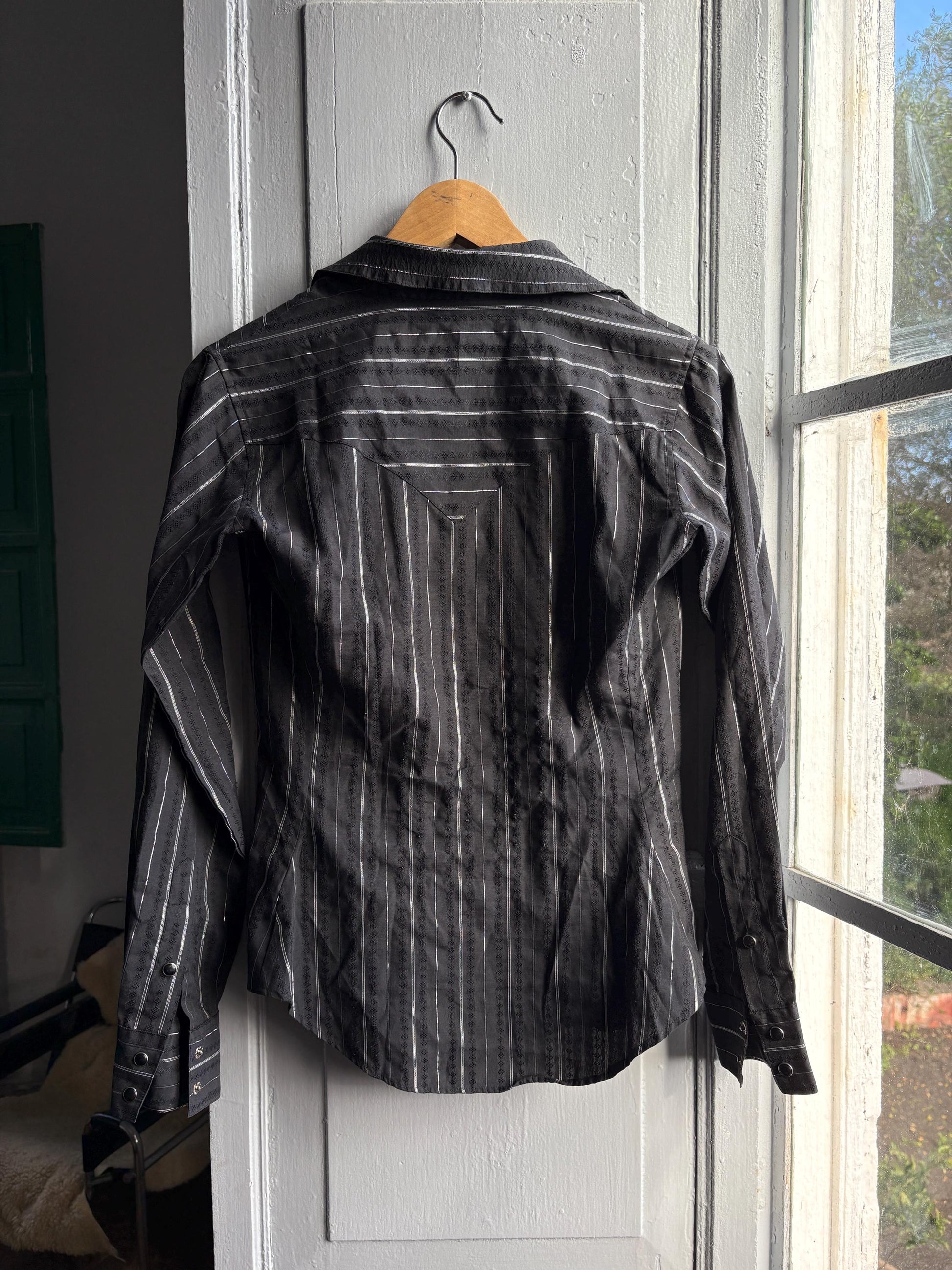 Vintage Western Black Blouse With Glitter Stripe — additional view 8