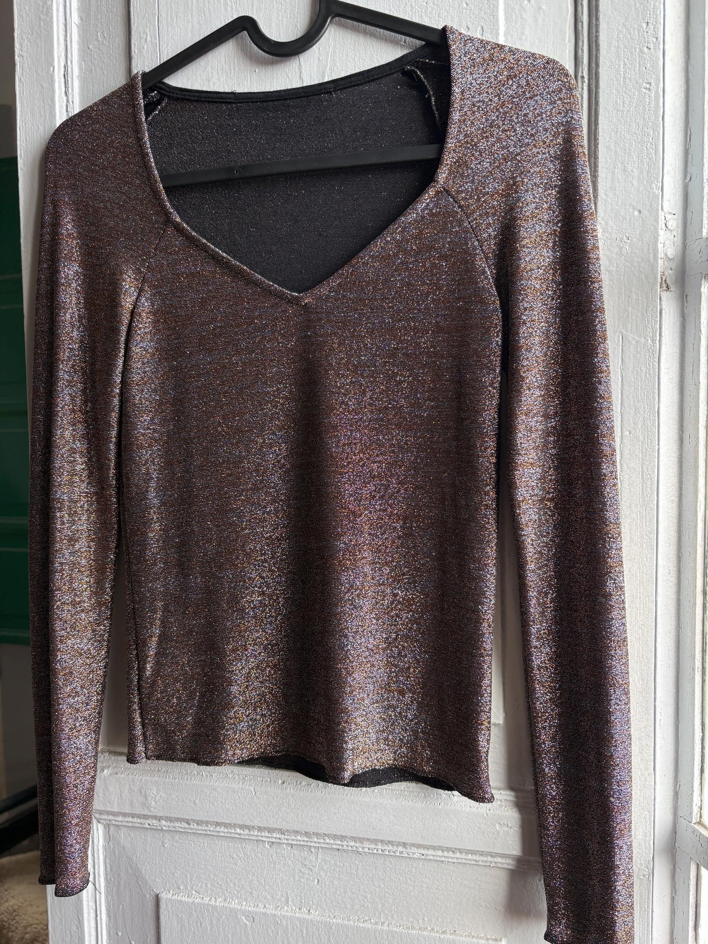 Vintage Silver Glitter Y2K Party Shirt — additional view 8