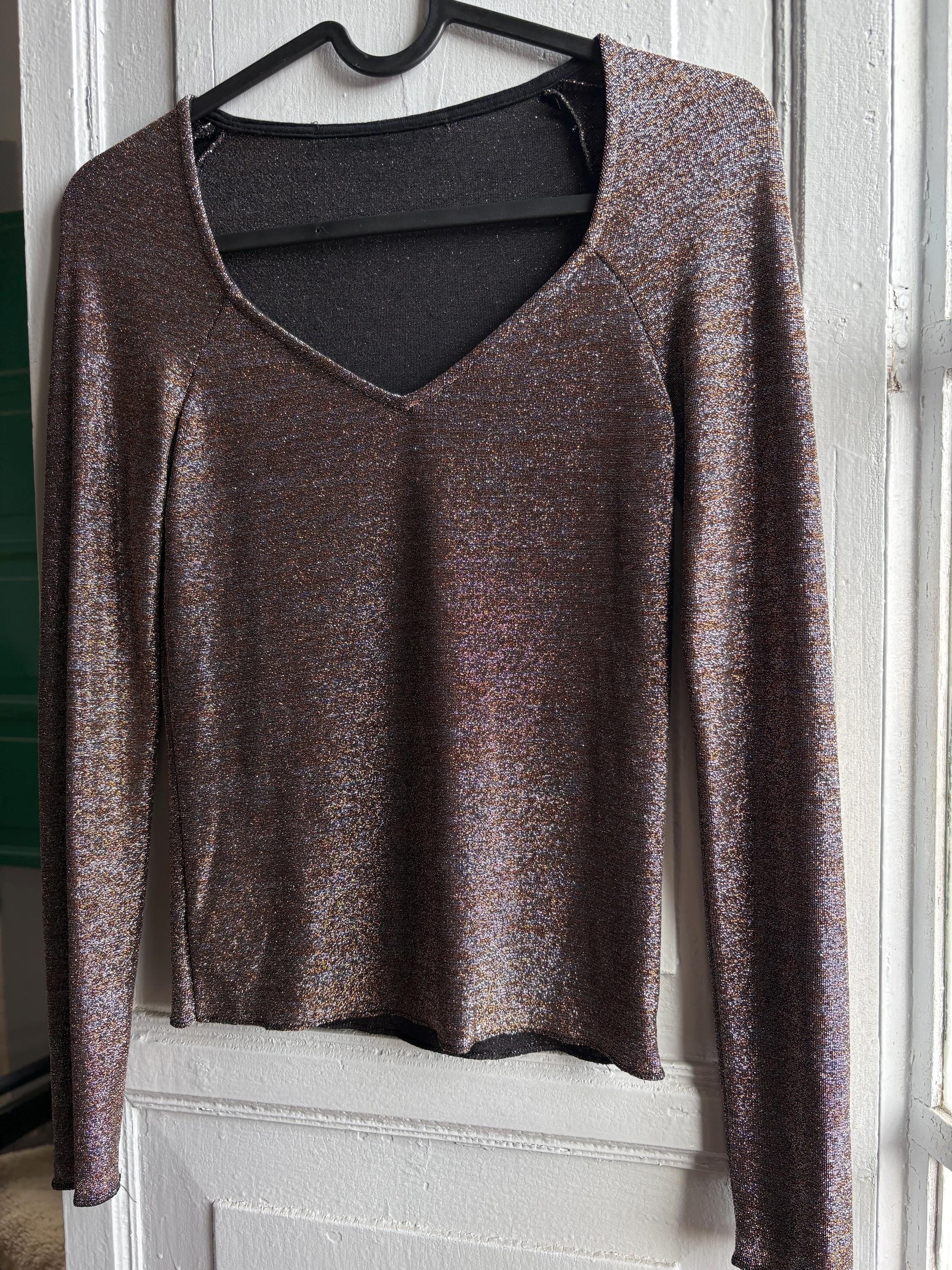 Vintage Silver Glitter Y2K Party Shirt — additional view 8