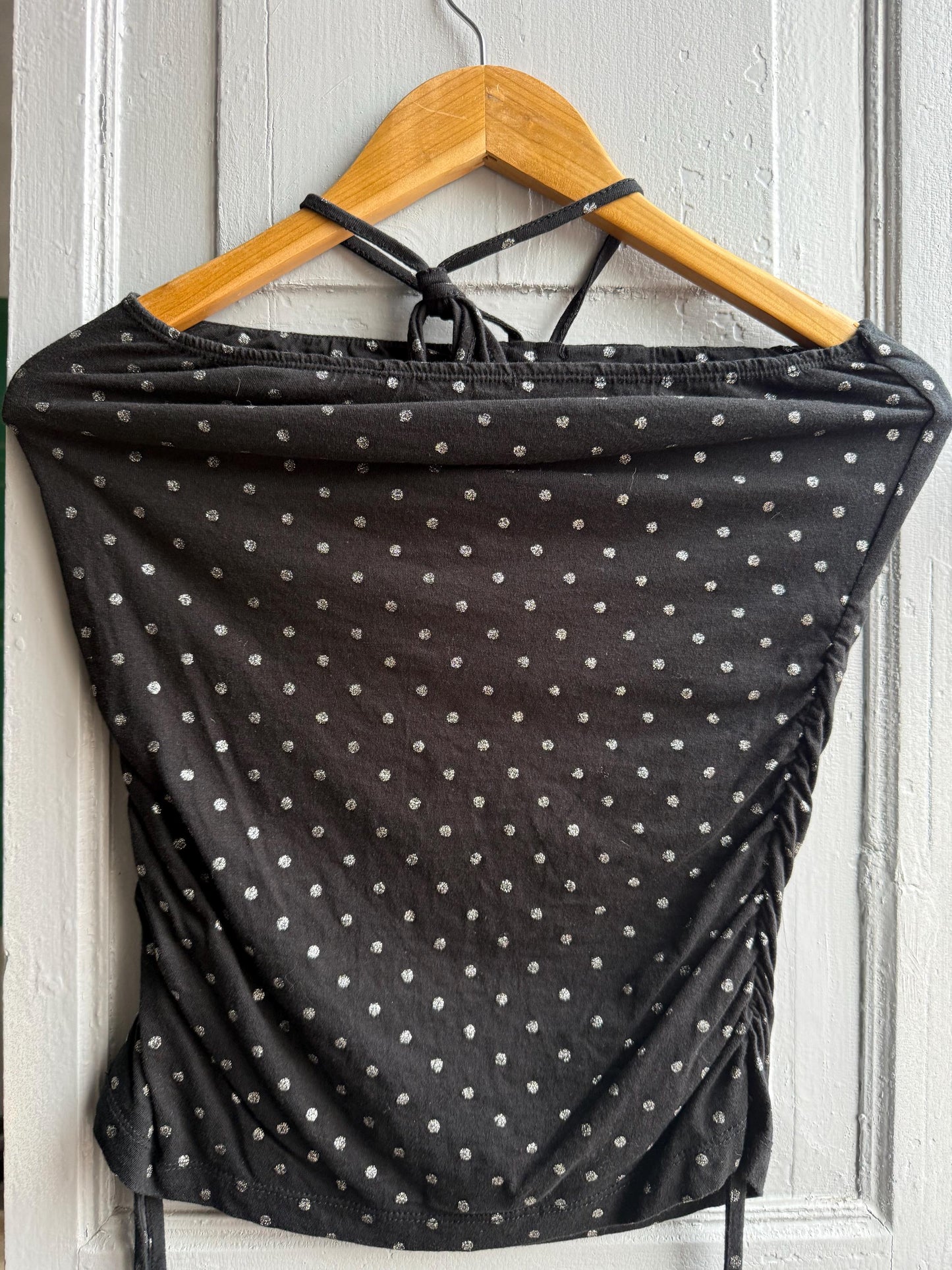 Vintage Black Halter Top With Silver Dots — additional view 5
