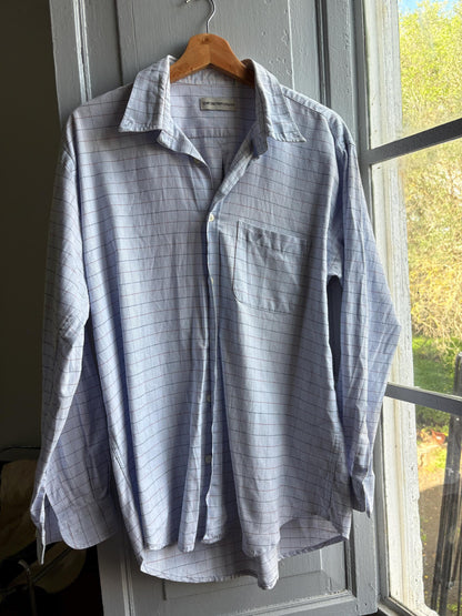 Emporio Armani Light Blue Plaid Cotton Shirt — additional view 10