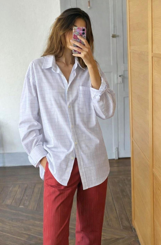 Emporio Armani Light Blue Plaid Cotton Shirt