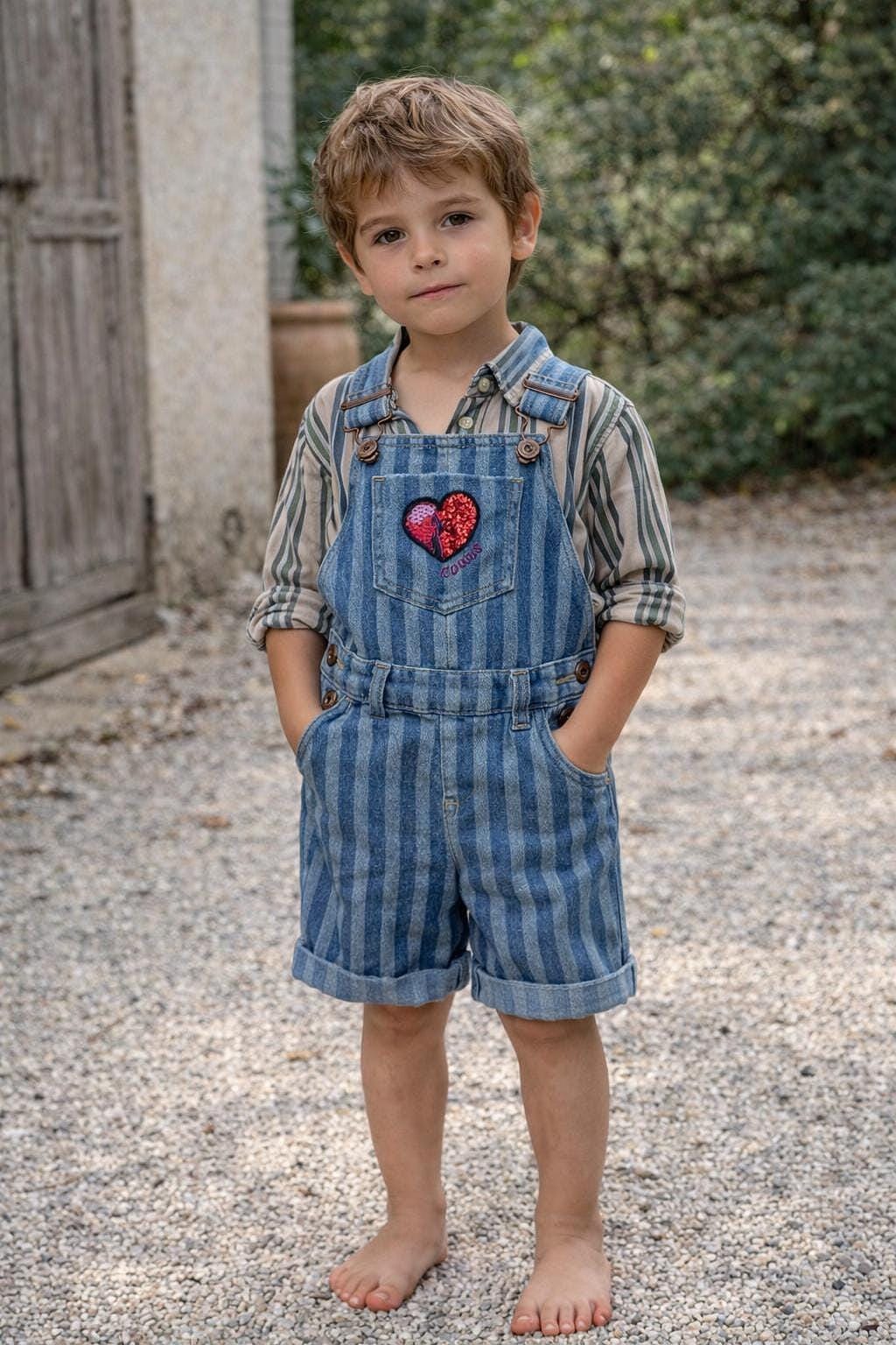 Guess Kids Striped Denim Overalls