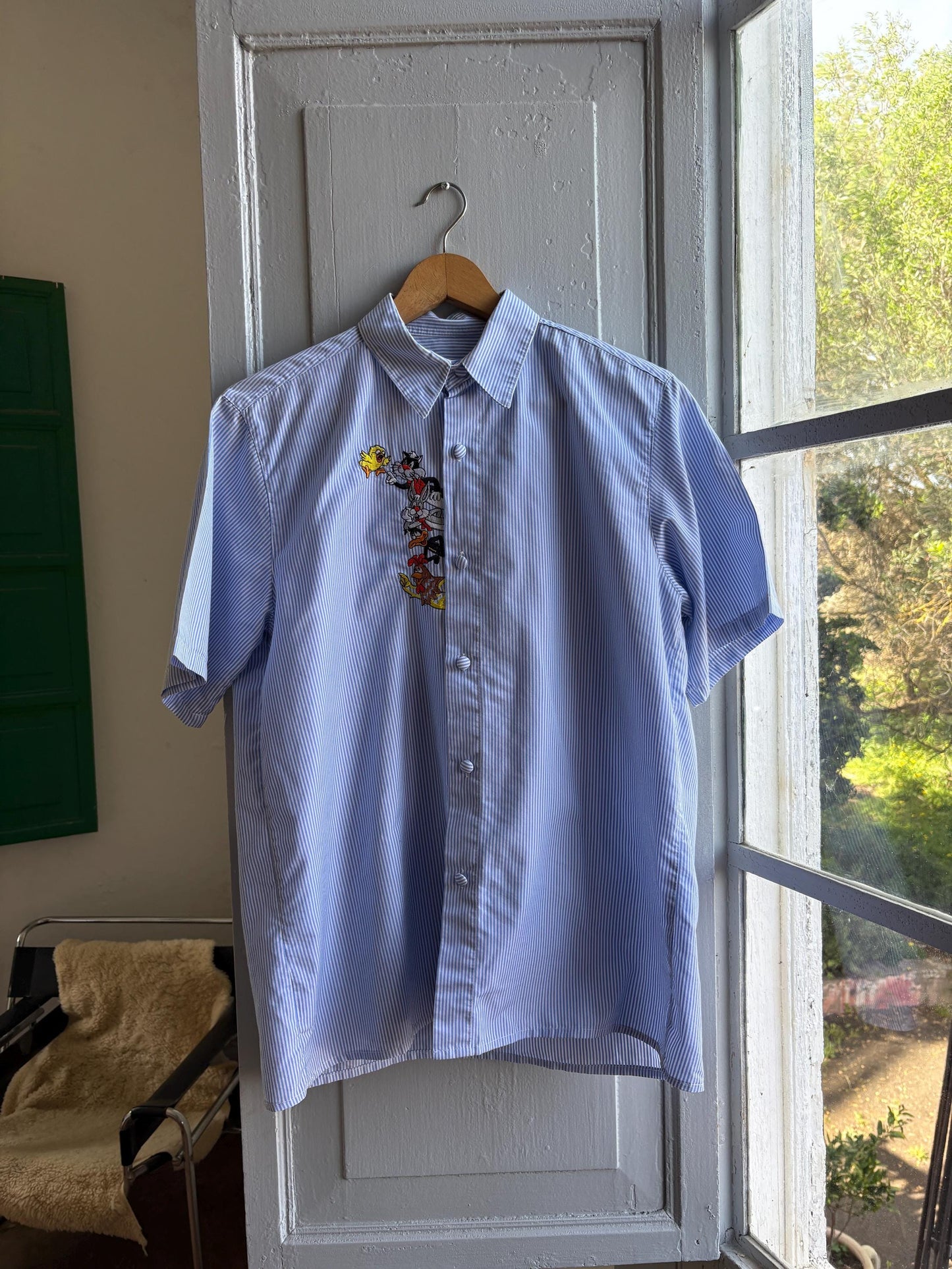 Vintage Blue Striped Looney Tunes Shirt — additional view 5