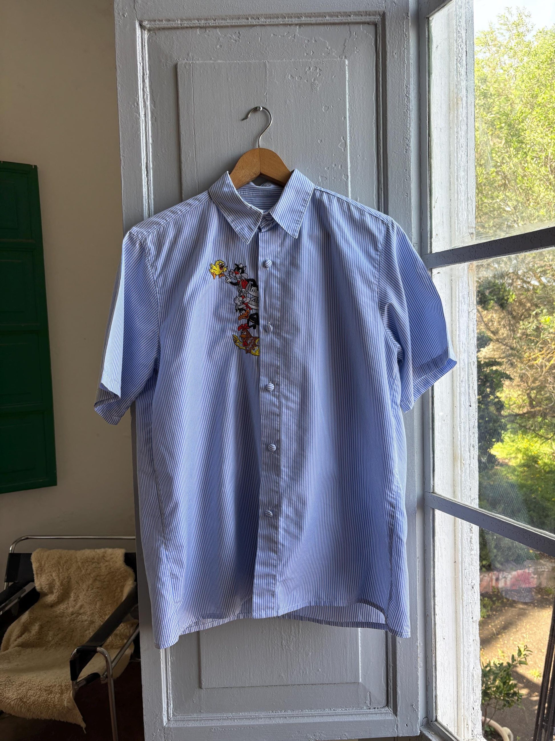 Vintage Blue Striped Looney Tunes Shirt — additional view 5