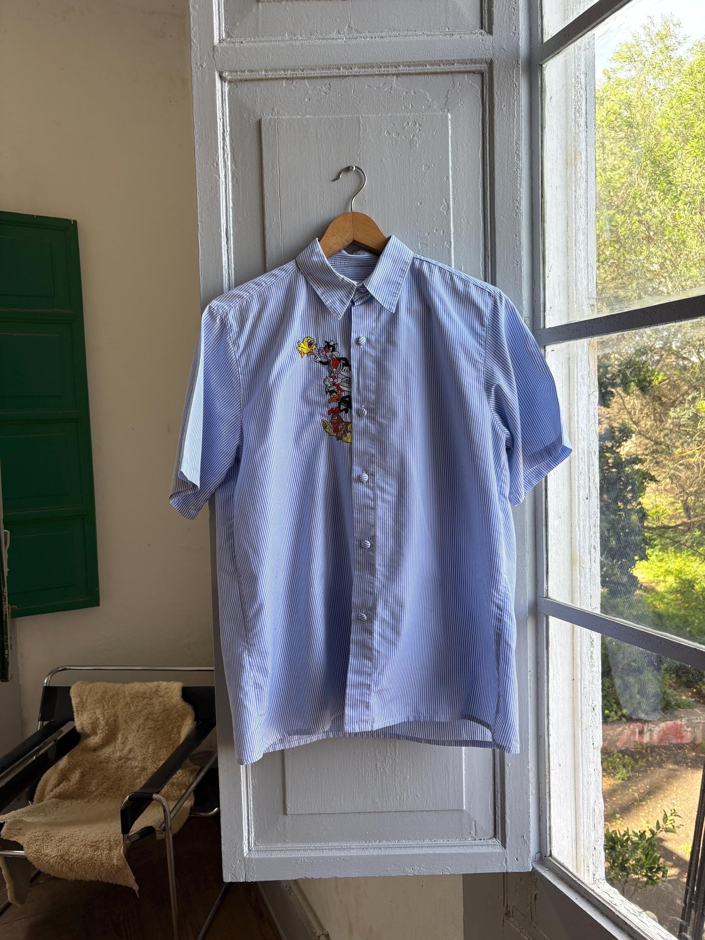 Vintage Blue Striped Looney Tunes Shirt — additional view 7