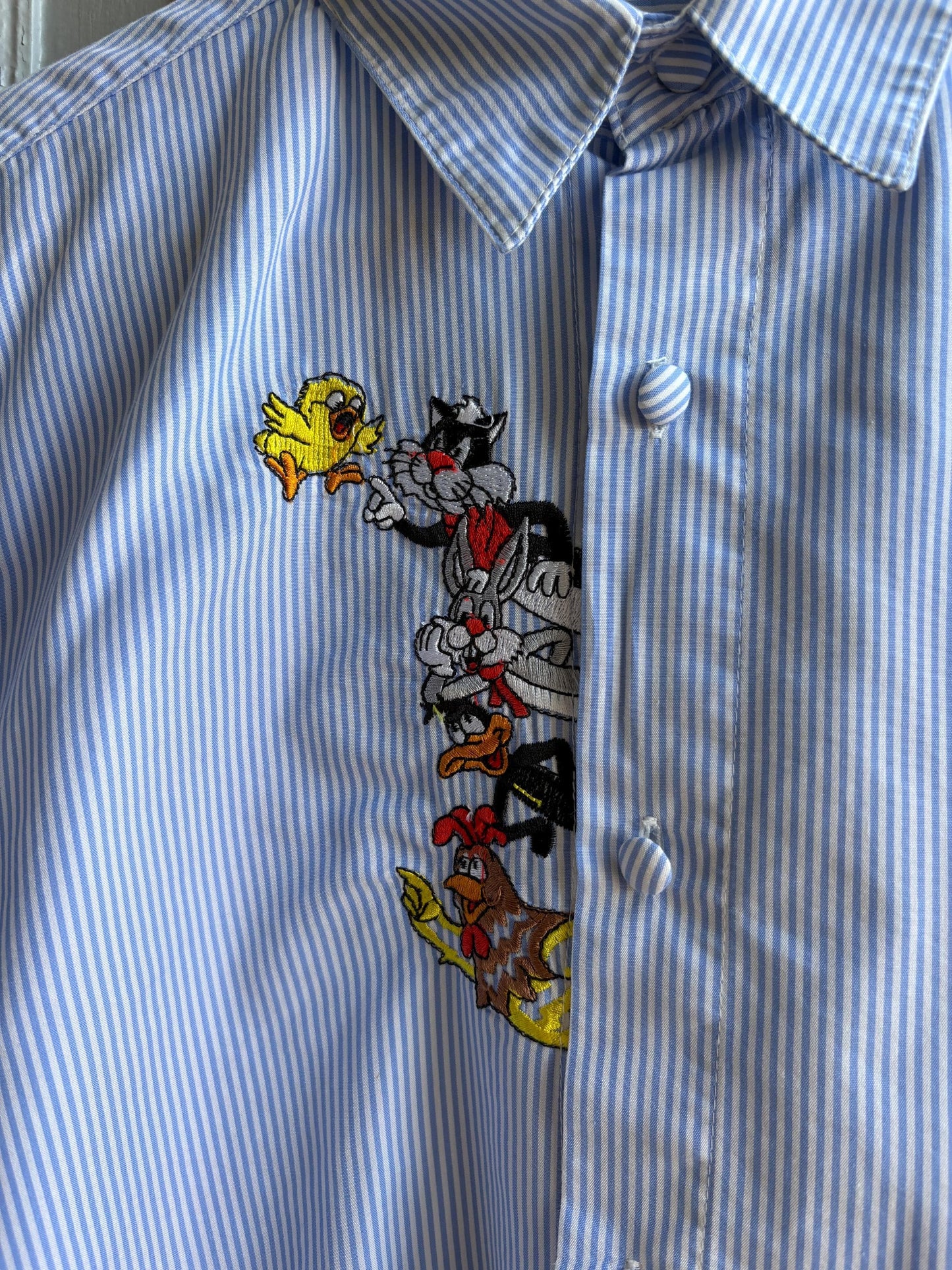 Vintage Blue Striped Looney Tunes Shirt — additional view 10