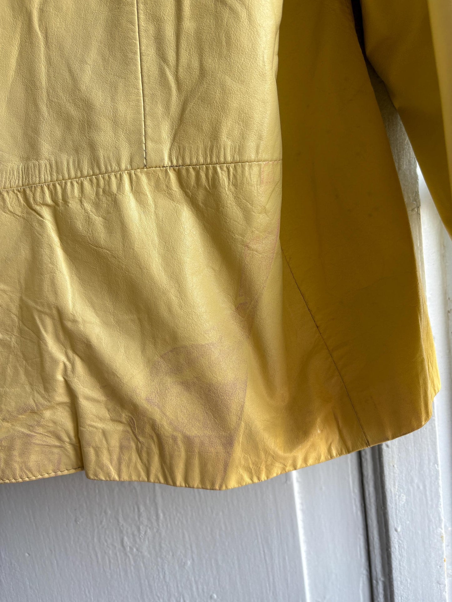 Vintage light yellow leather jacket, Antipiel Argentian leather Fashion, XL