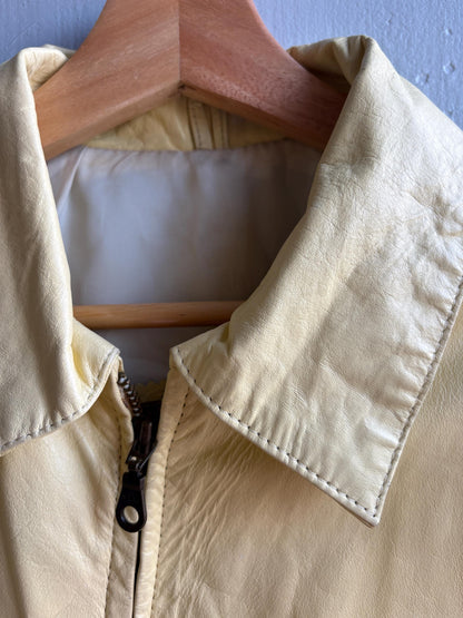 Vintage Light Yellow Leather Jacket — additional view 5