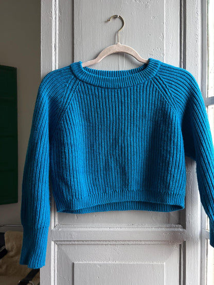 Vibrant Blue Cropped Ribbed Knit Jumper — additional view 5