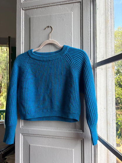 Vibrant Blue Cropped Ribbed Knit Jumper — additional view 6