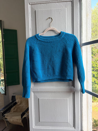 Vibrant Blue Cropped Ribbed Knit Jumper — additional view 7