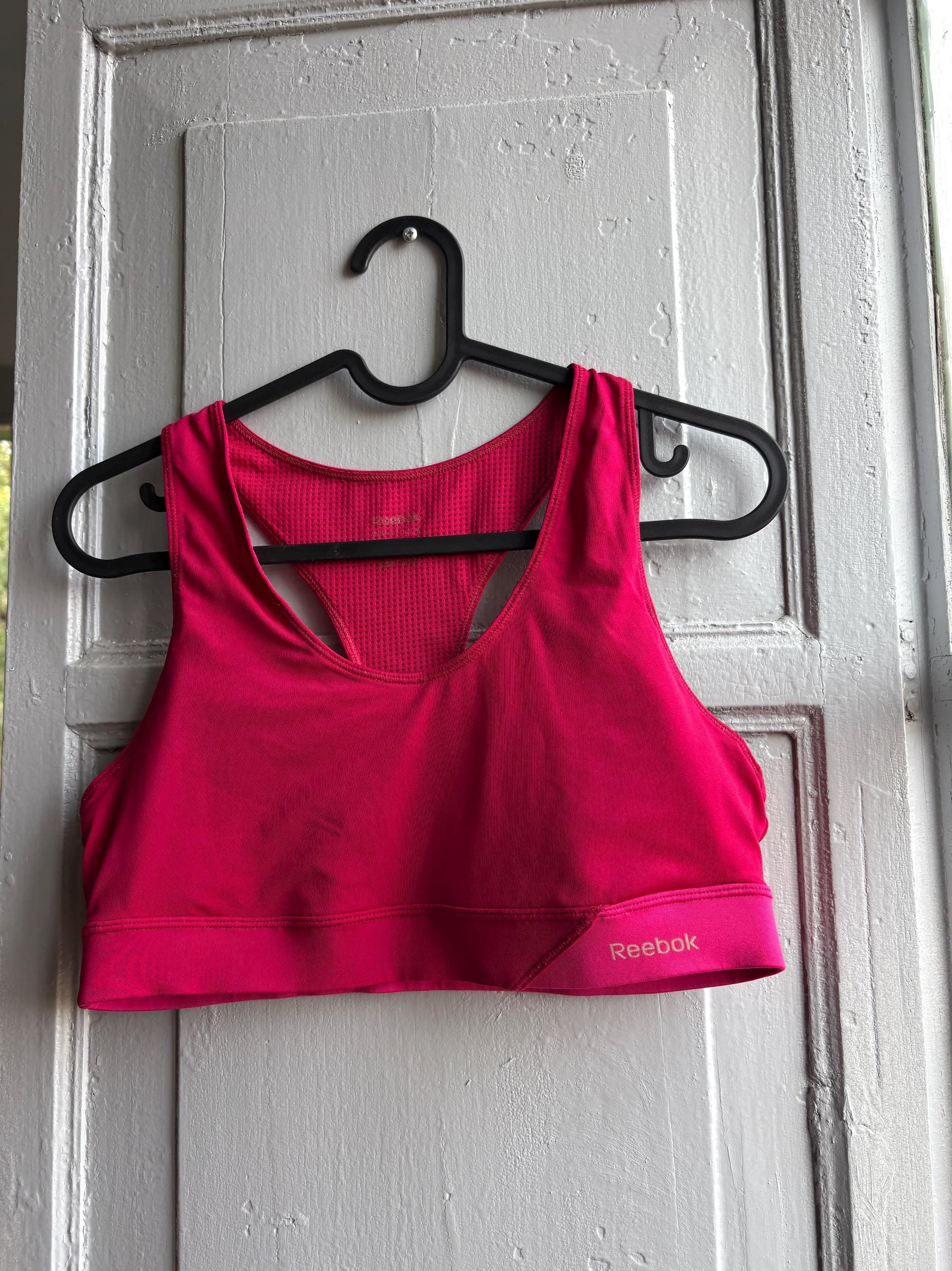 Pink Racerback Sports Top With Mesh Panel — back view
